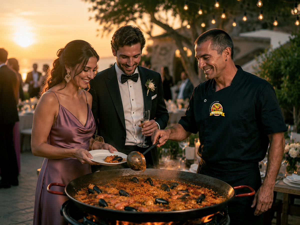 Paella en vivo en boda